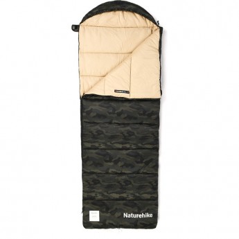 Ультралёгкий спальный мешок NATUREHIKE CNK2350WS023 M320 хлопковый с капюшоном весна осень камуфляжный, молния справа
