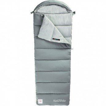 Ультралёгкий спальный мешок NATUREHIKE CNK2350WS023 M400 хлопковый с капюшоном весна осень серый, молния слева