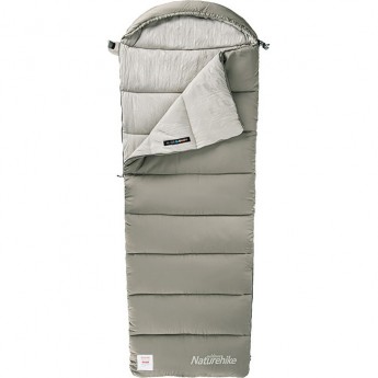 Ультралёгкий спальный мешок NATUREHIKE CNK2350WS023 M400 хлопковый с капюшоном весна осень зеленый, молния справа